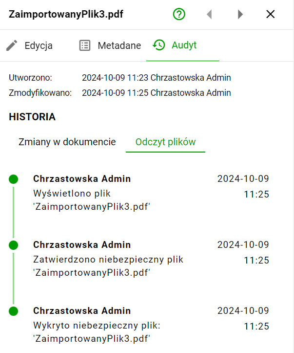 Audit panel - reading files