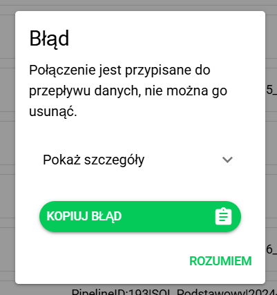 Błąd usuwania połączenia