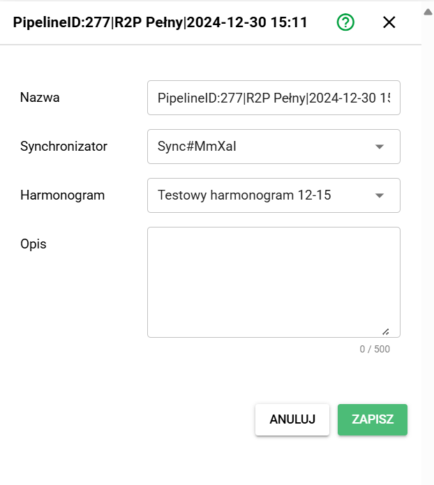 Panel edycji przepływu danych