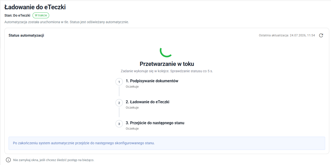 Ekran postępu automatyzacji