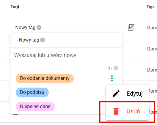 Usuwanie tagu
