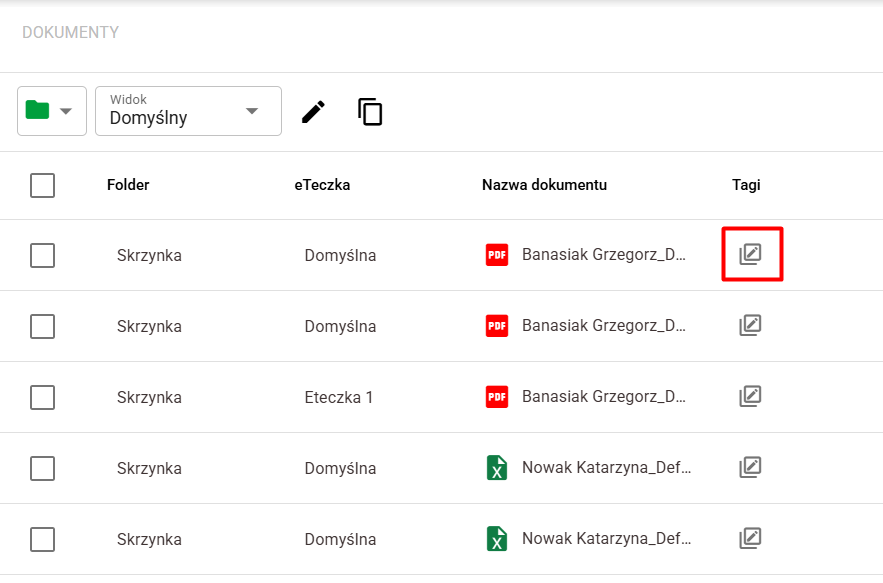 Menu tagów - przycisk