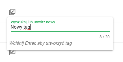 Tworzenie tagu