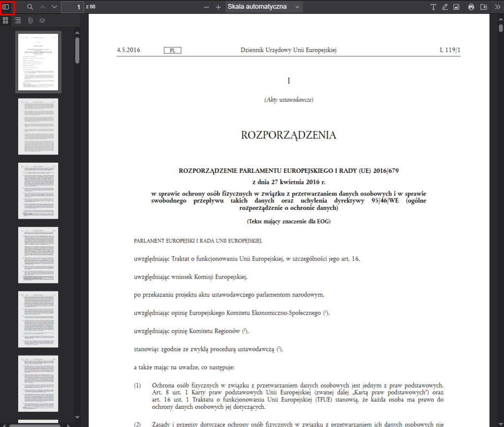 Pdf Viewer - panel boczny