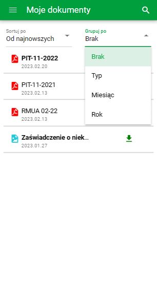 moje dokumenty grupowanie mobile Obraz pomocniczy