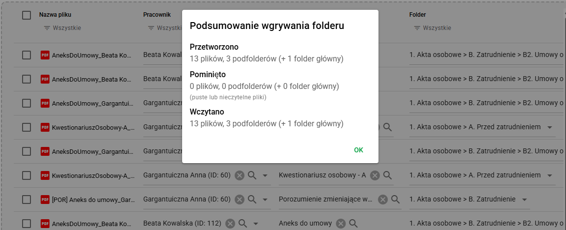 Foldery prześlij pliki